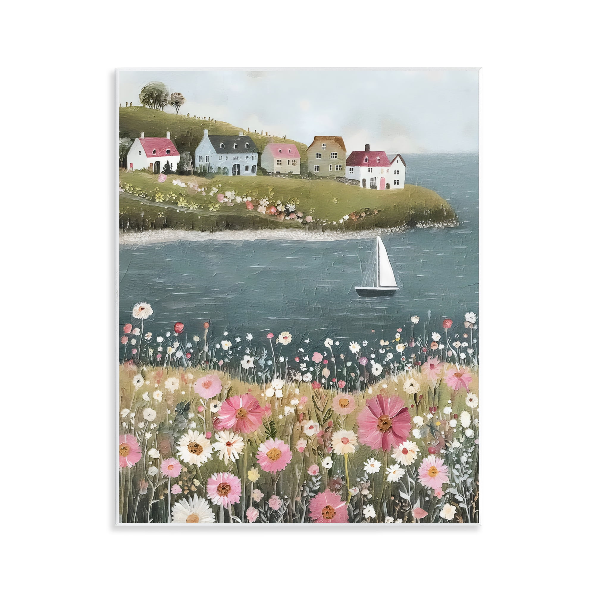 Stupell Industries Pink Meadow & Sailboats Wall Plaque Art, design by Riley B