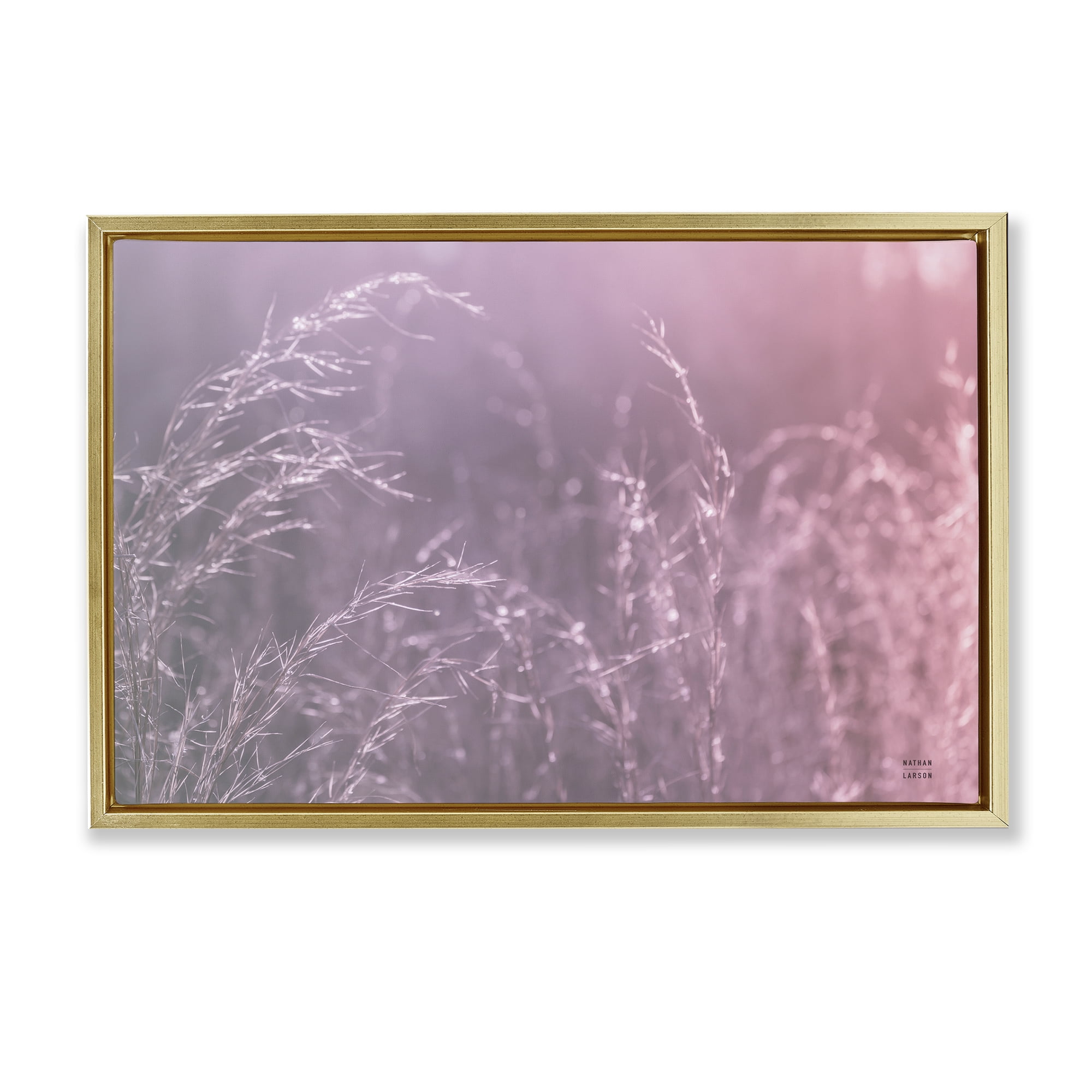 Stupell Industries Pink Meadow at Dawn Gold Framed Floater Canvas Wall Art, design by Nathan Larson