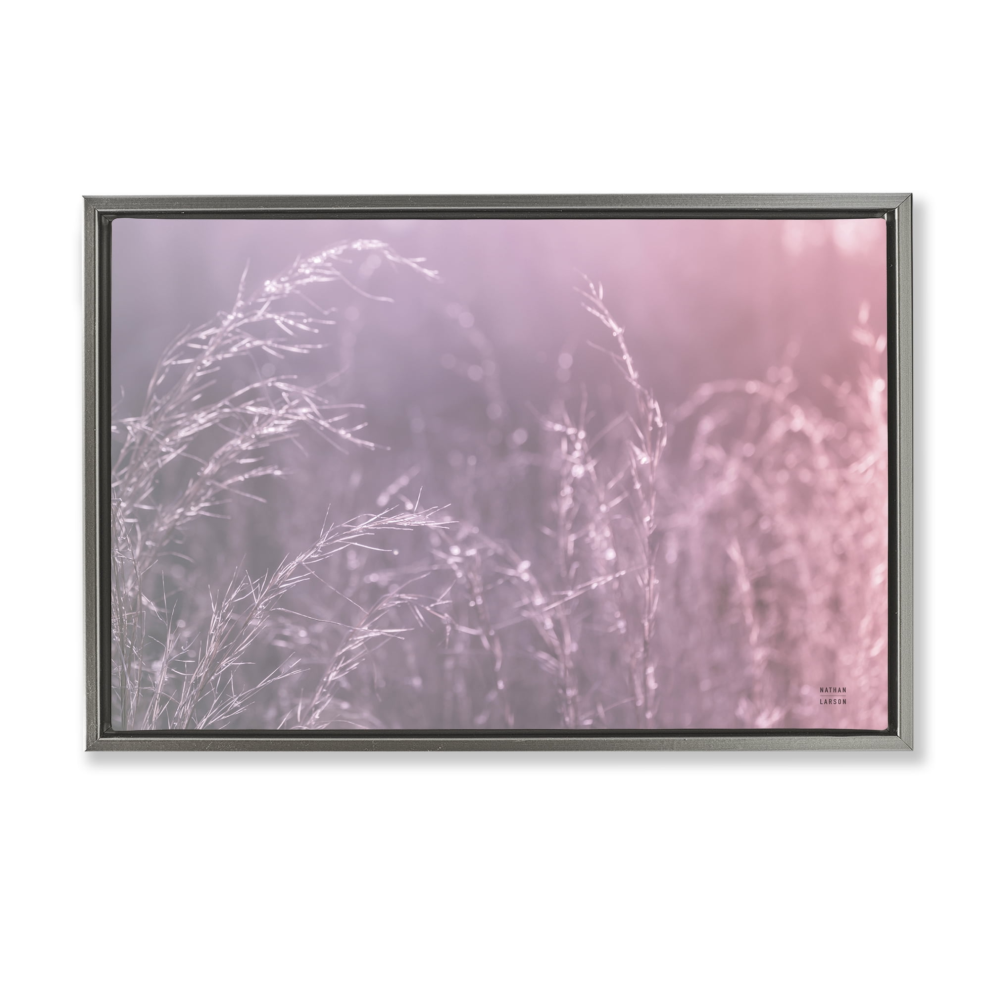 Stupell Industries Pink Meadow at Dawn Gray Framed Floater Canvas Wall Art, design by Nathan Larson