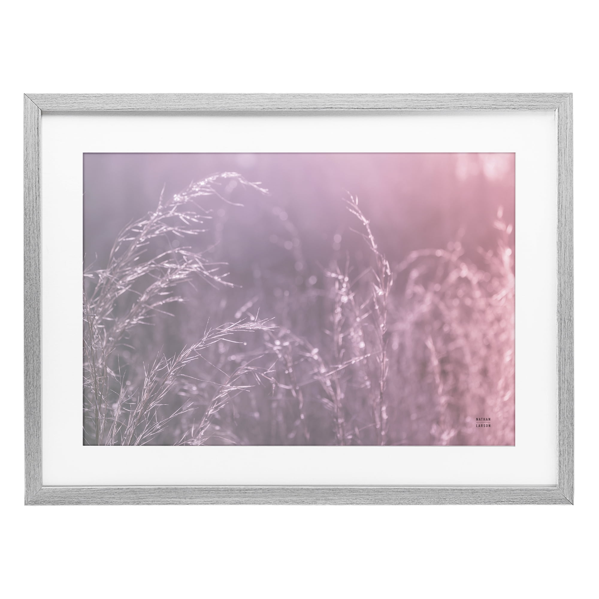 Stupell Industries Pink Meadow at Dawn Gray Framed Print Under Glass, design by Nathan Larson