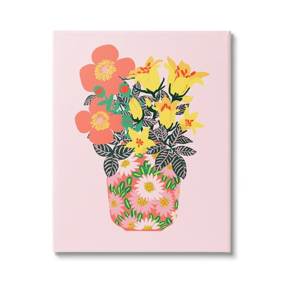 Stupell Industries Pink Modern Bouquet Botanical & Floral Painting Gallery Wrapped Canvas Art Print Wall Art, 16 x 20
