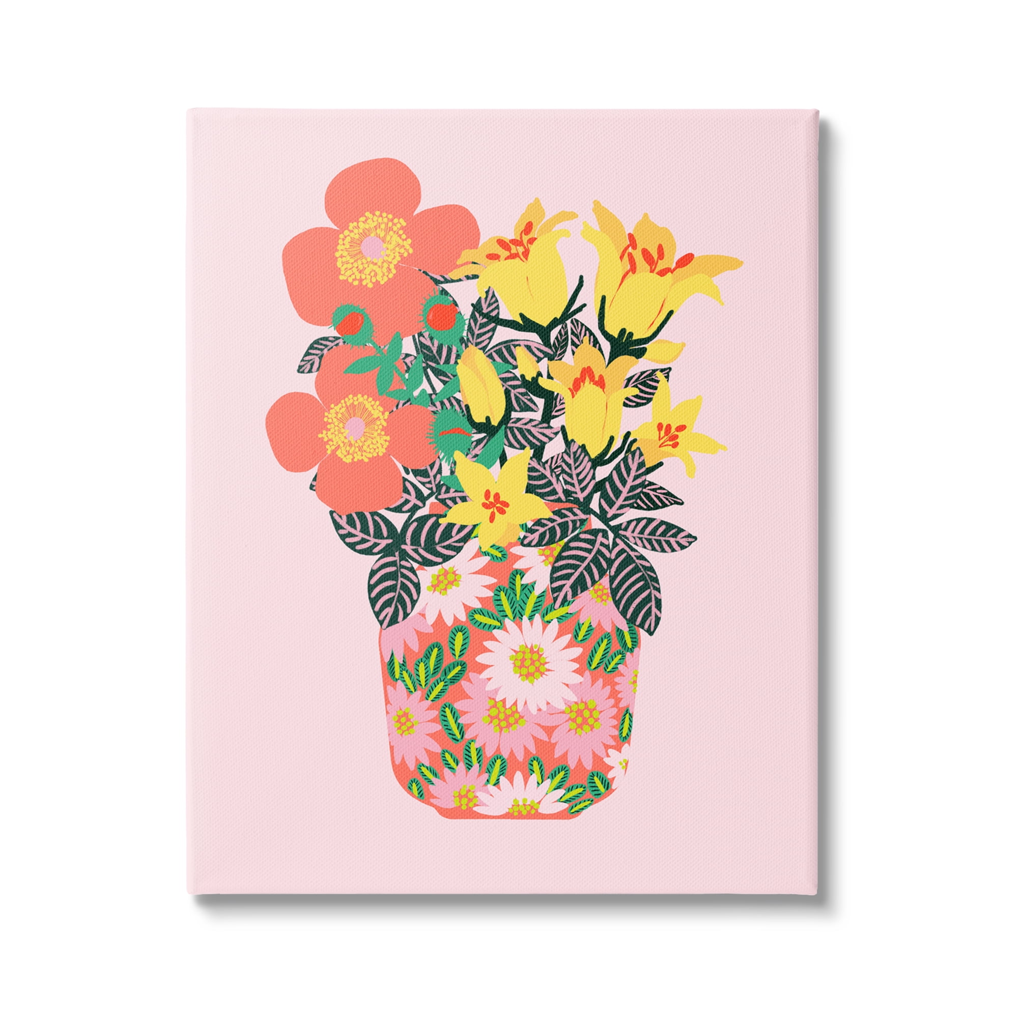 Stupell Industries Pink Modern Bouquet Botanical & Floral Painting Gallery Wrapped Canvas Art Print Wall Art, 36 x 48