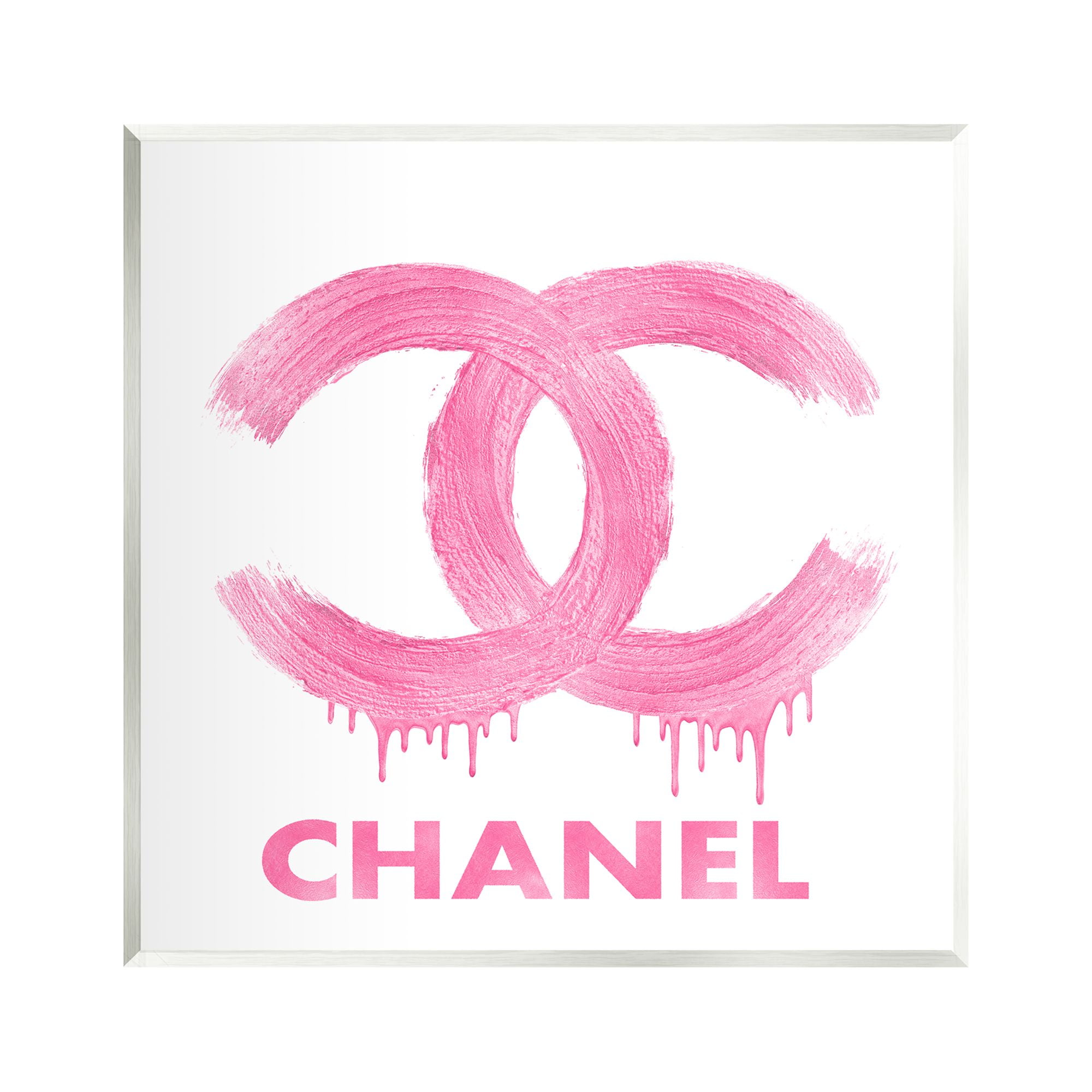 Pink Glam Drip Chanel Logo MDF Wood Wall Art, 12 x 12