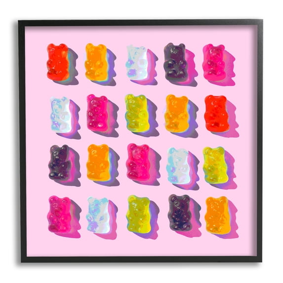 Stupell Industries Pink Modern Gummy Candy Food & Beverage Painting Black Framed Art Print Wall Art, 24 x 24