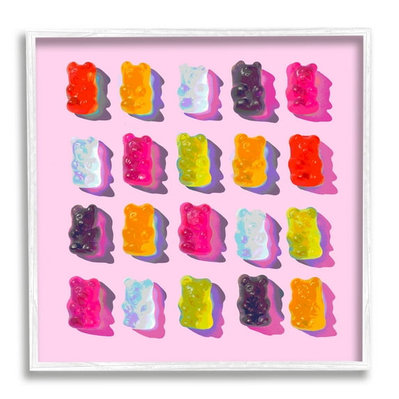 Stupell Industries Pink Modern Gummy Candy Food & Beverage Painting White Framed Art Print Wall Art, 17 x 17