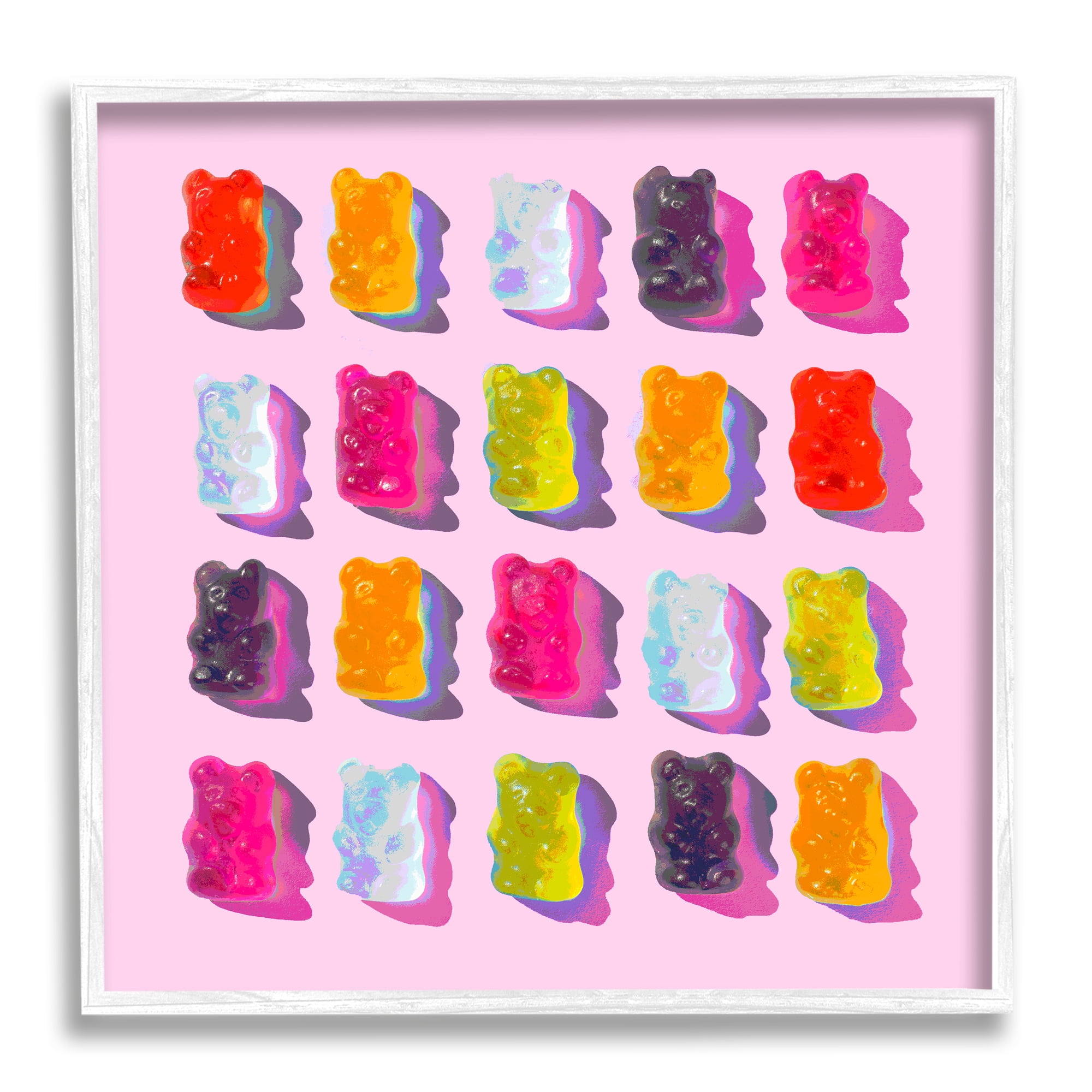 Stupell Industries Pink Modern Gummy Candy Food & Beverage Painting White Framed Art Print Wall Art, 24 x 24