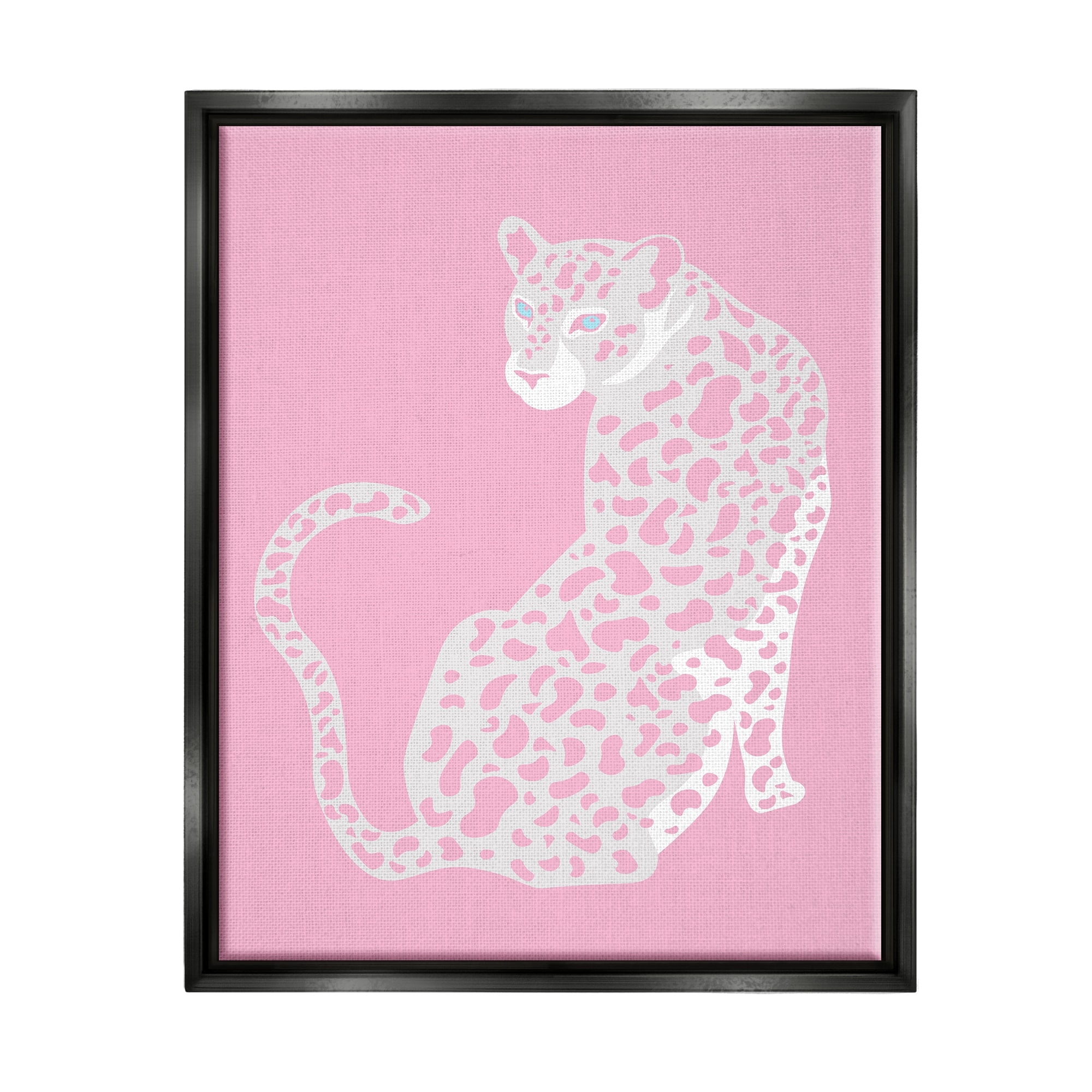 Stupell Industries Pink Modern Leopard Cheetah Portrait Piercing Gaze Graphic Art Jet Black Floating Framed Canvas Print Wall Art, Design by Birch&Ink