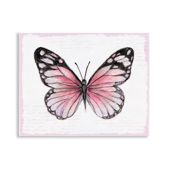 Stupell Industries Pink Monarch Butterfly Animals Painting Unframed Art Print Wall Art, 14 x 11