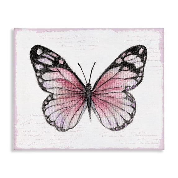 Stupell Industries Cottage Pink Monarch Butterfly Canvas Art, 30 x 24, by Janet Tava
