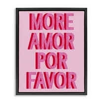Stupell Industries Pink More Amor Typography Painting Black Floater Framed Art Print Wall Art, 17 x 21