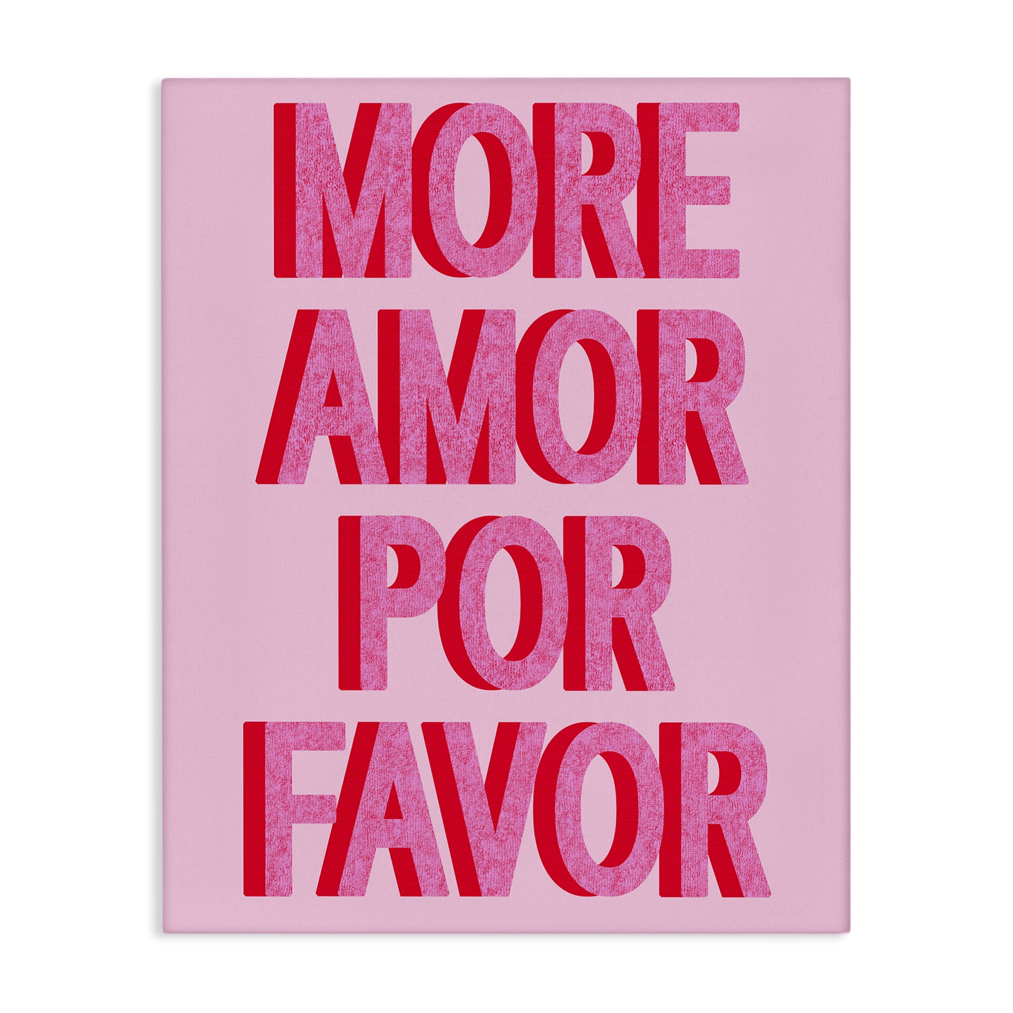 Stupell Industries Pink More Amor Typography Painting Gallery Wrapped Canvas Art Print Wall Art, 30 x 40