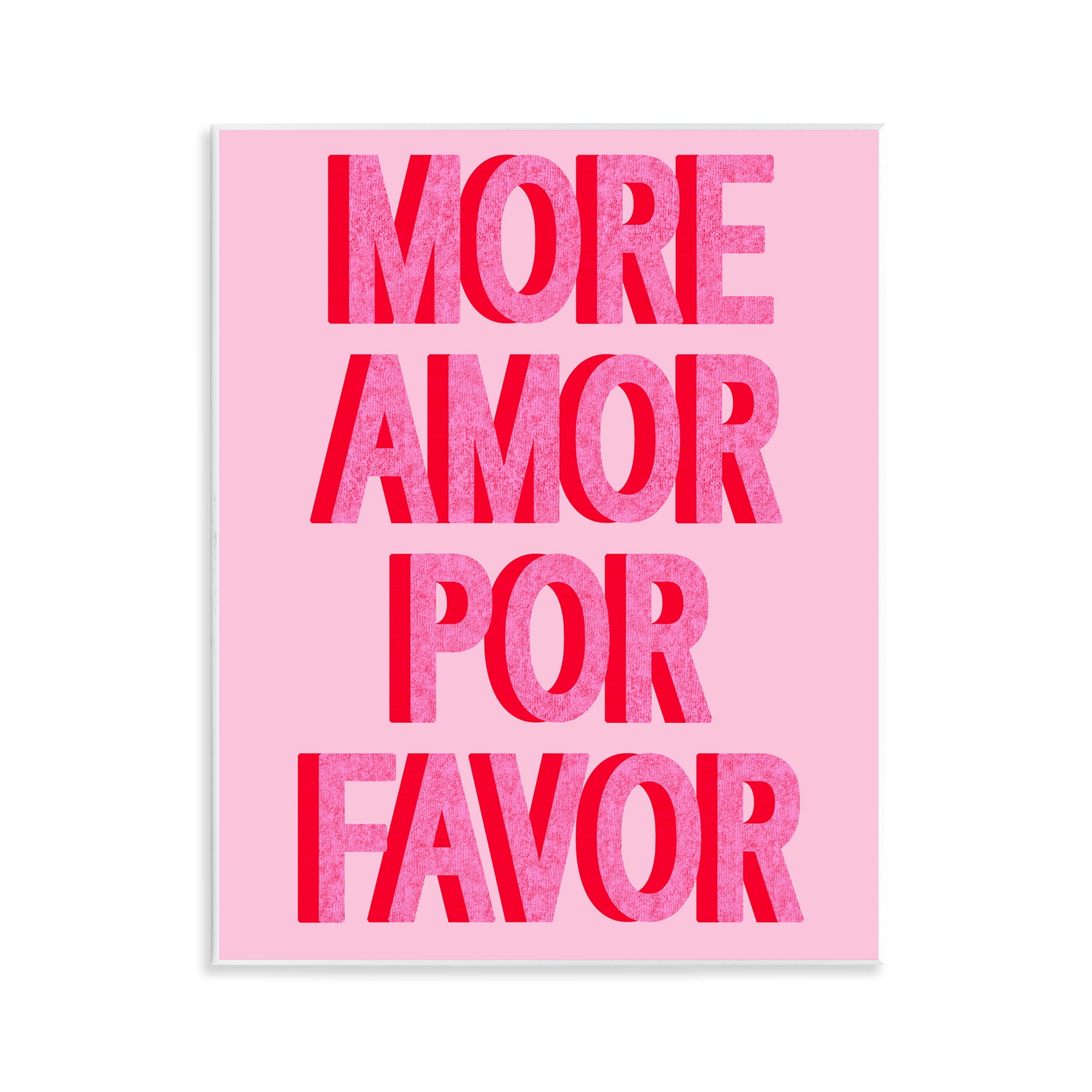 Stupell Industries Pink More Amor Typography Painting Unframed Art Print Wall Art, 11 x 14