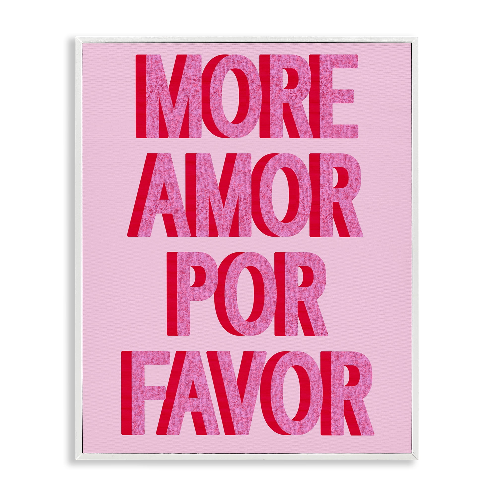 Stupell Industries Pink More Amor Typography Painting White Framed Art Print Wall Art, 16 x 20