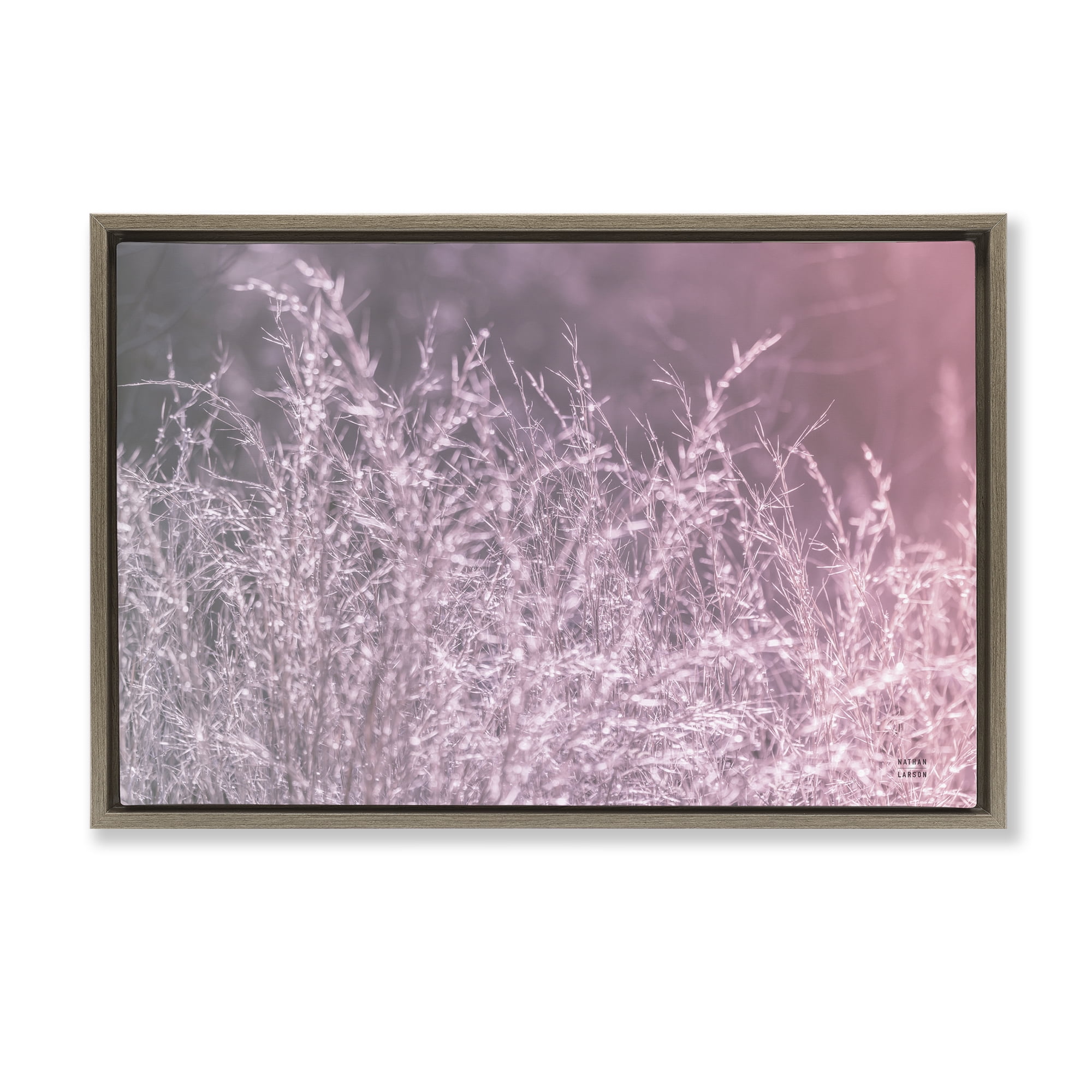 Stupell Industries Pink Morning Gentle Meadow Brown Framed Floater Canvas Wall Art, design by Nathan Larson