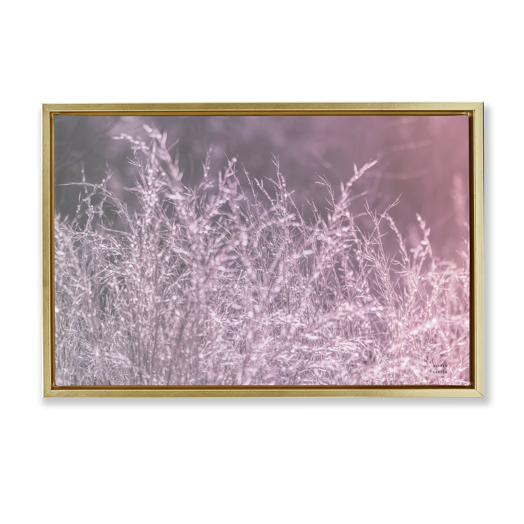 Stupell Industries Pink Morning Gentle Meadow Gold Framed Floater Canvas Wall Art, design by Nathan Larson