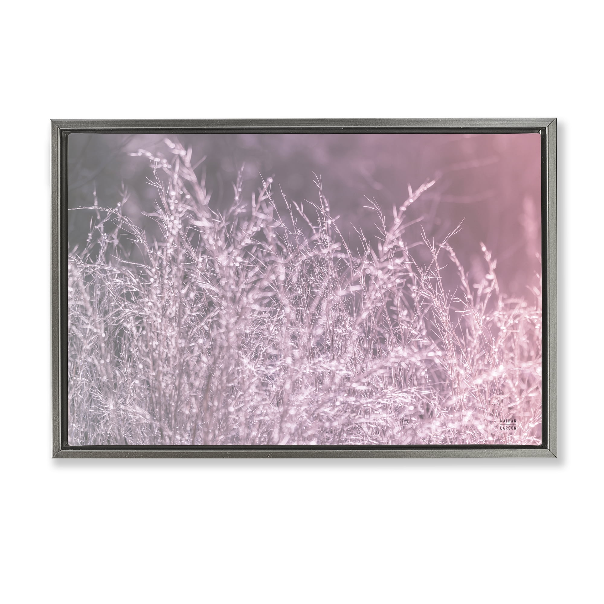 Stupell Industries Pink Morning Gentle Meadow Gray Framed Floater Canvas Wall Art, design by Nathan Larson