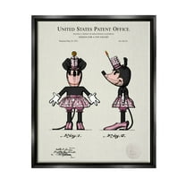 Stupell Industries Pink Mouse Character Patent Graphic Art Jet Black Floating Framed Canvas Print Wall Art, Design by Karl Hronek