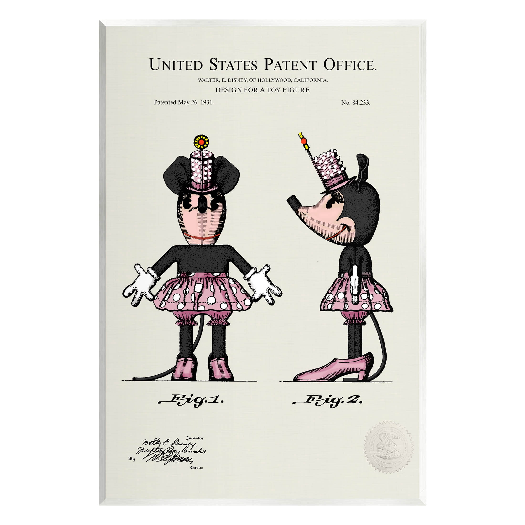 Stupell Industries Pink Mouse Character Patent Graphic Art Unframed Art Print Wall Art, Design by Karl Hronek