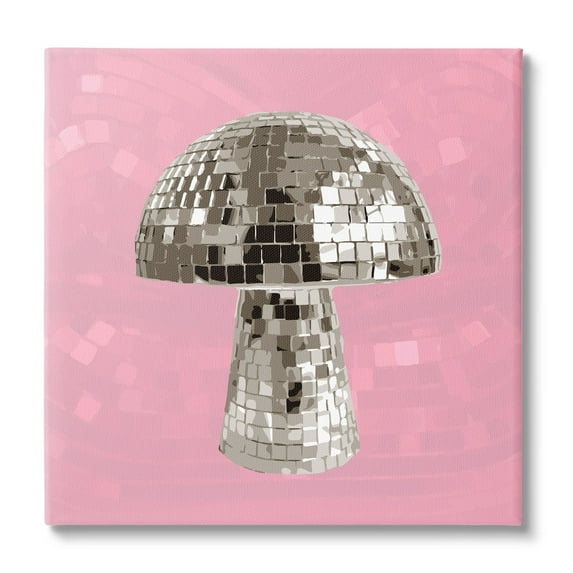 Stupell Industries Pink Mushroom Shaped Disco Ball Beauty & Fashion Painting Gallery Wrapped Canvas Print Wall Art