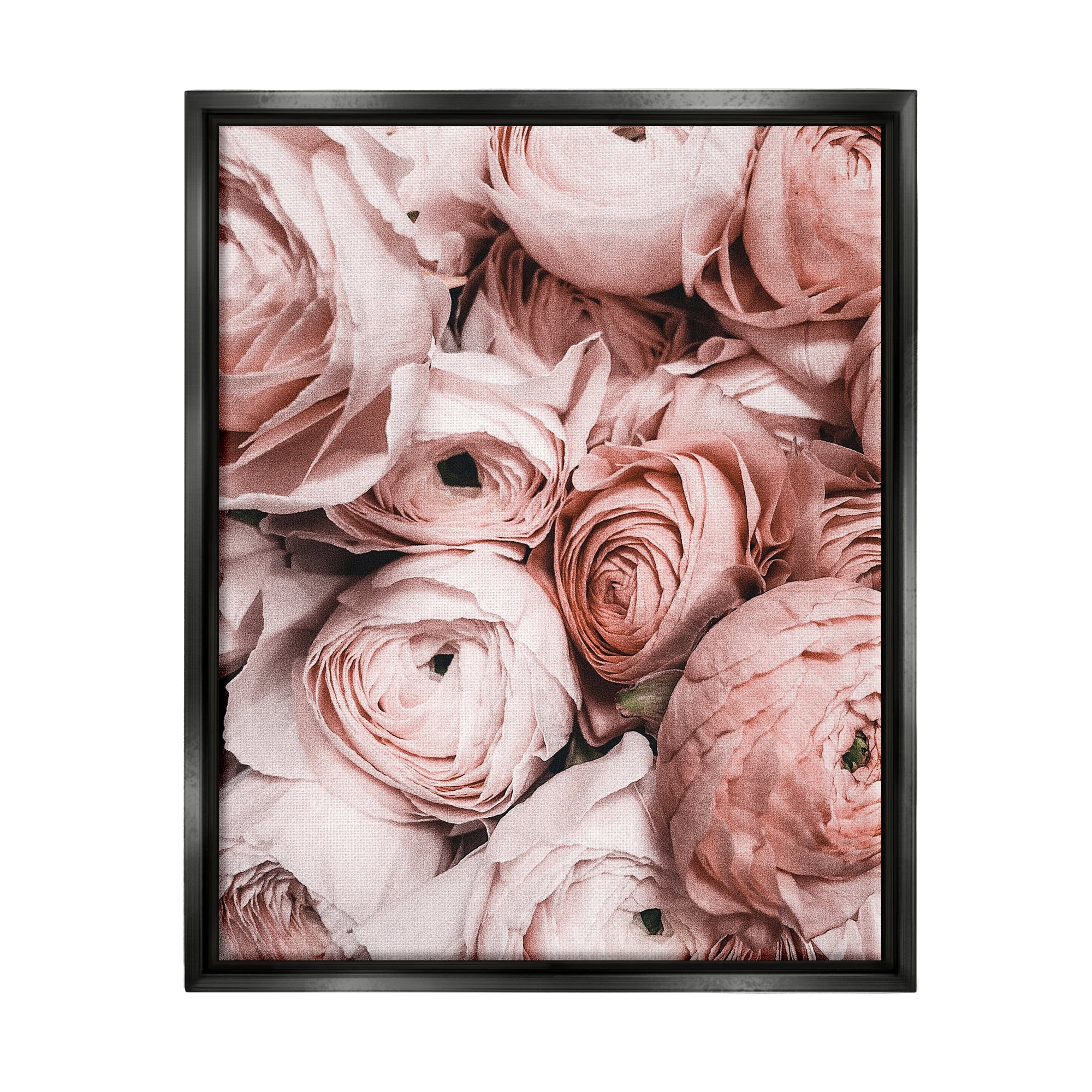 Stupell Industries Pink Muted Peonies Botanical & Floral Photography Black Floater Framed Canvas Art Print Wall Art, 25 x 31