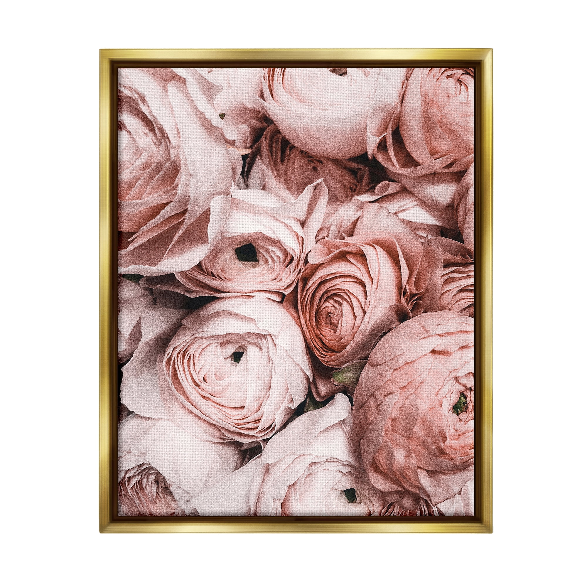 Stupell Industries Pink Muted Peonies Botanical & Floral Photography Gold Floater Framed Canvas Art Print Wall Art, 25 x 31