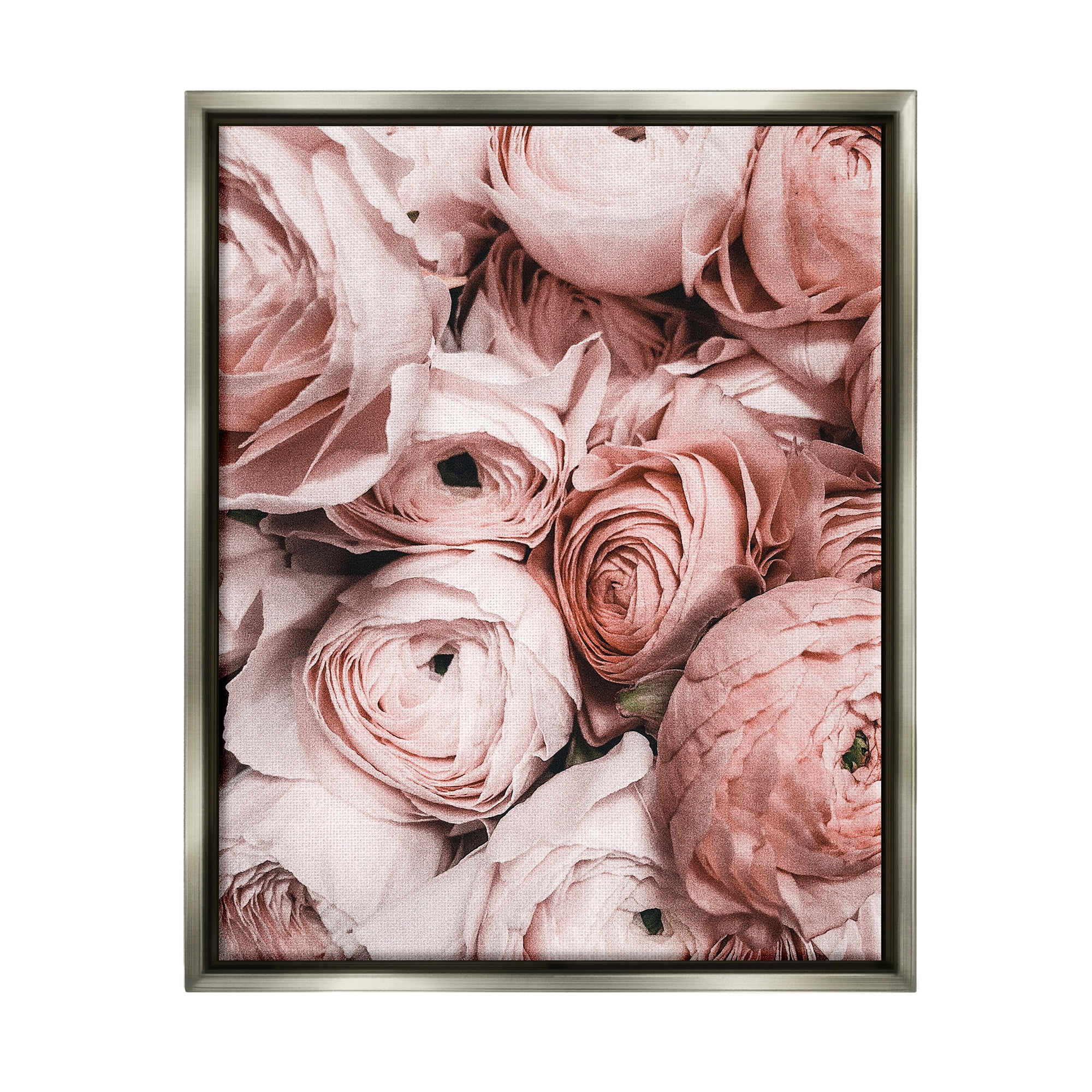 Stupell Industries Pink Muted Peonies Botanical & Floral Photography Gray Floater Framed Canvas Art Print Wall Art, 25 x 31