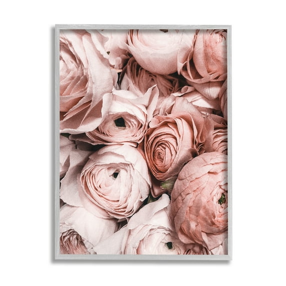 Stupell Industries Pink Muted Peonies Botanical & Floral Photography Gray Framed Art Print Wall Art, 11 x 14