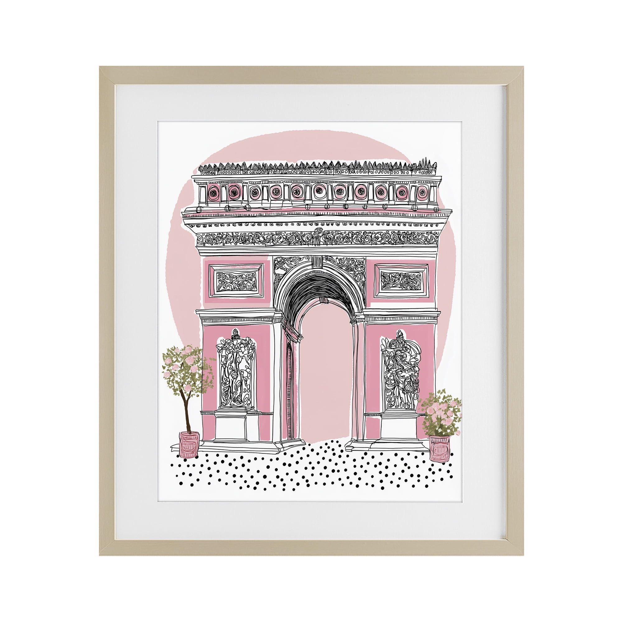 Stupell Industries Pink Neoclassical Archway Birch Framed Print Under Glass, design by Jess Stempel
