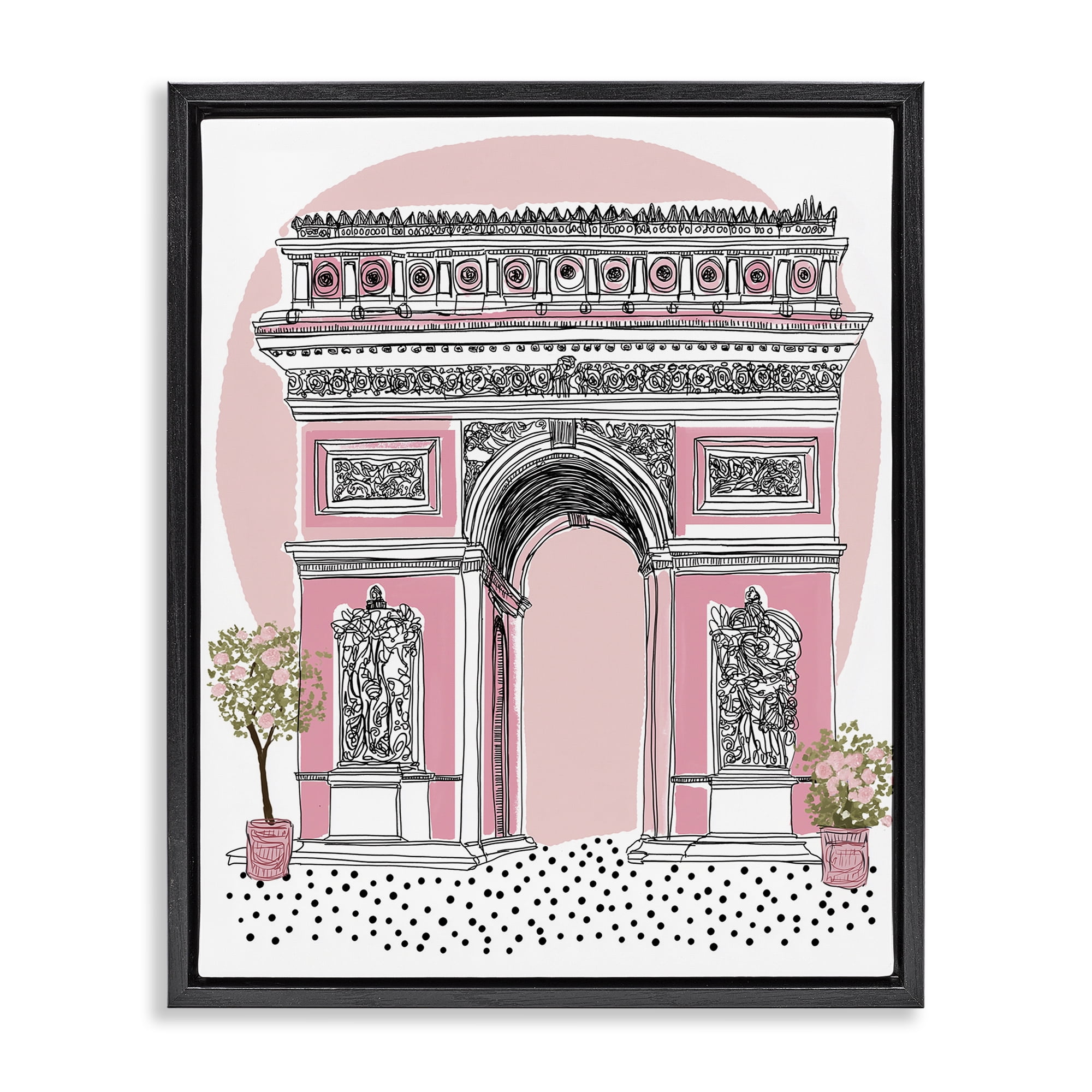 Stupell Industries Pink Neoclassical Archway Black Framed Floater Canvas Wall Art, design by Jess Stempel