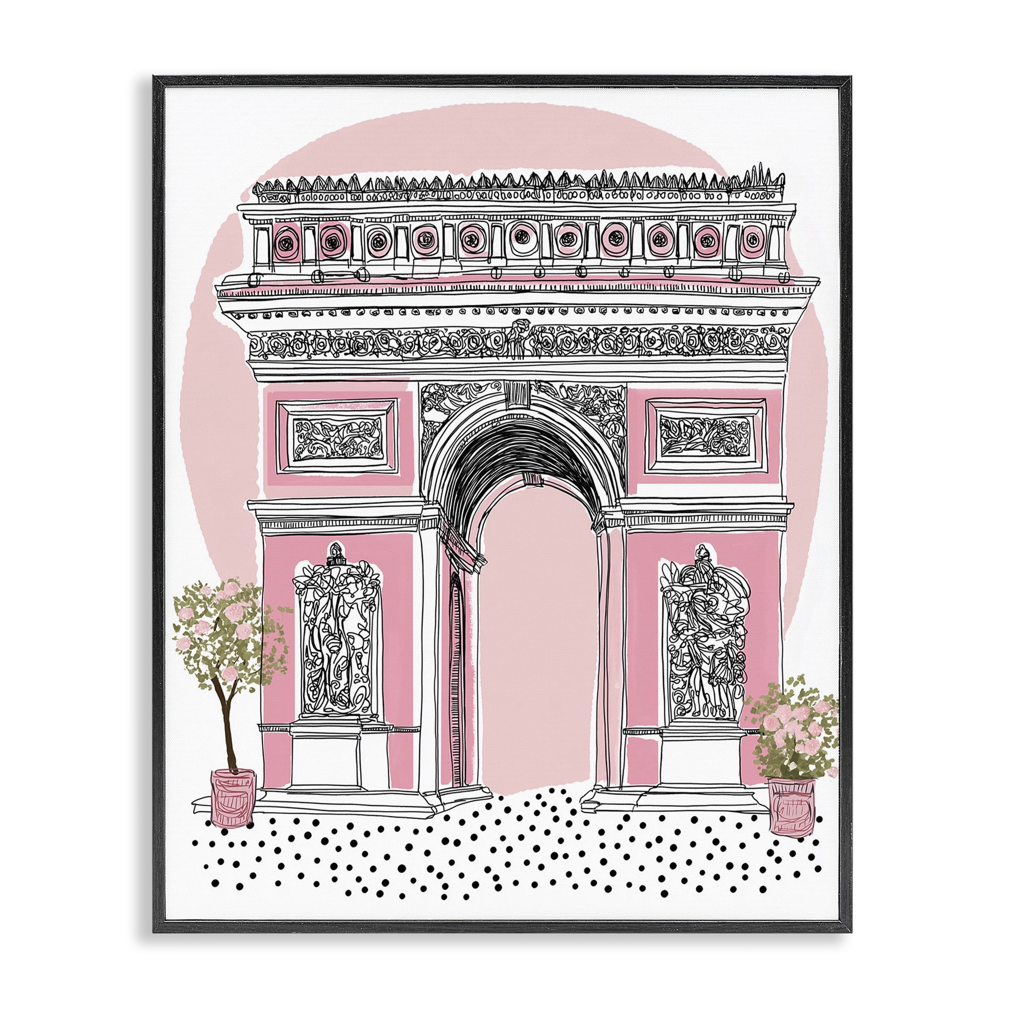 Stupell Industries Pink Neoclassical Archway Black Framed Giclee Art, design by Jess Stempel