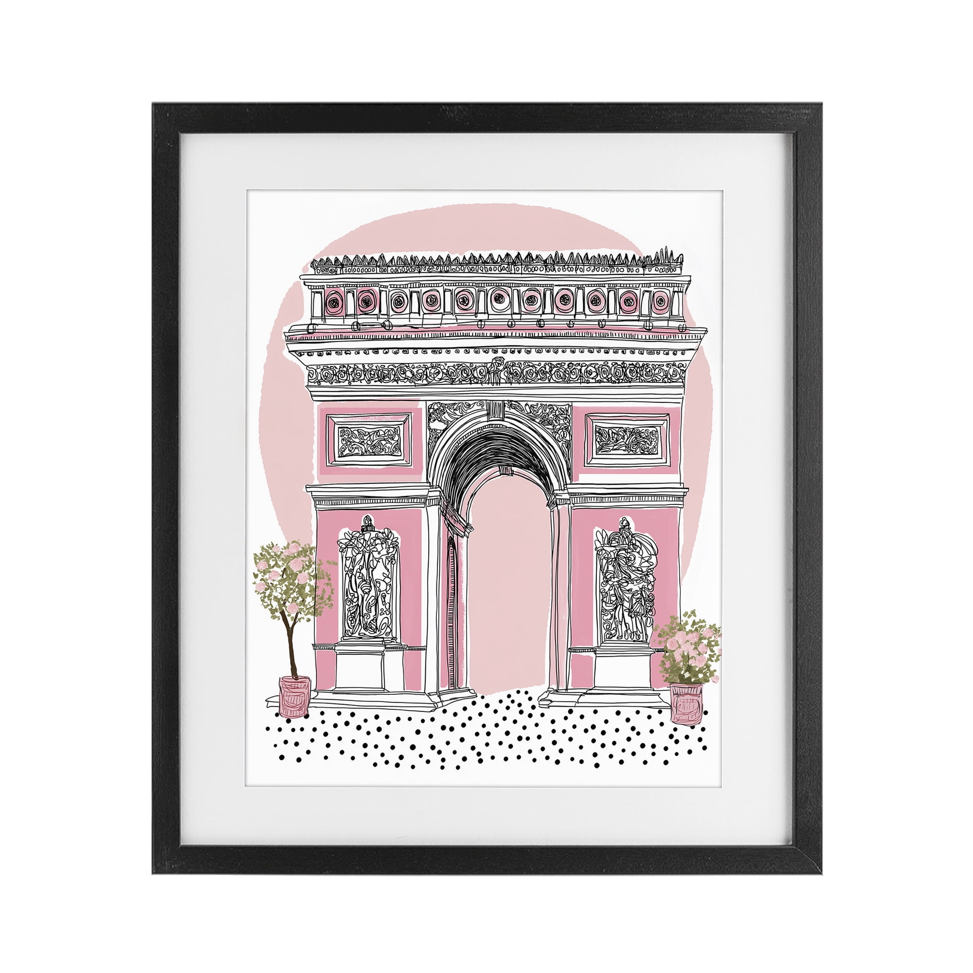 Stupell Industries Pink Neoclassical Archway Black Framed Print Under Glass, design by Jess Stempel