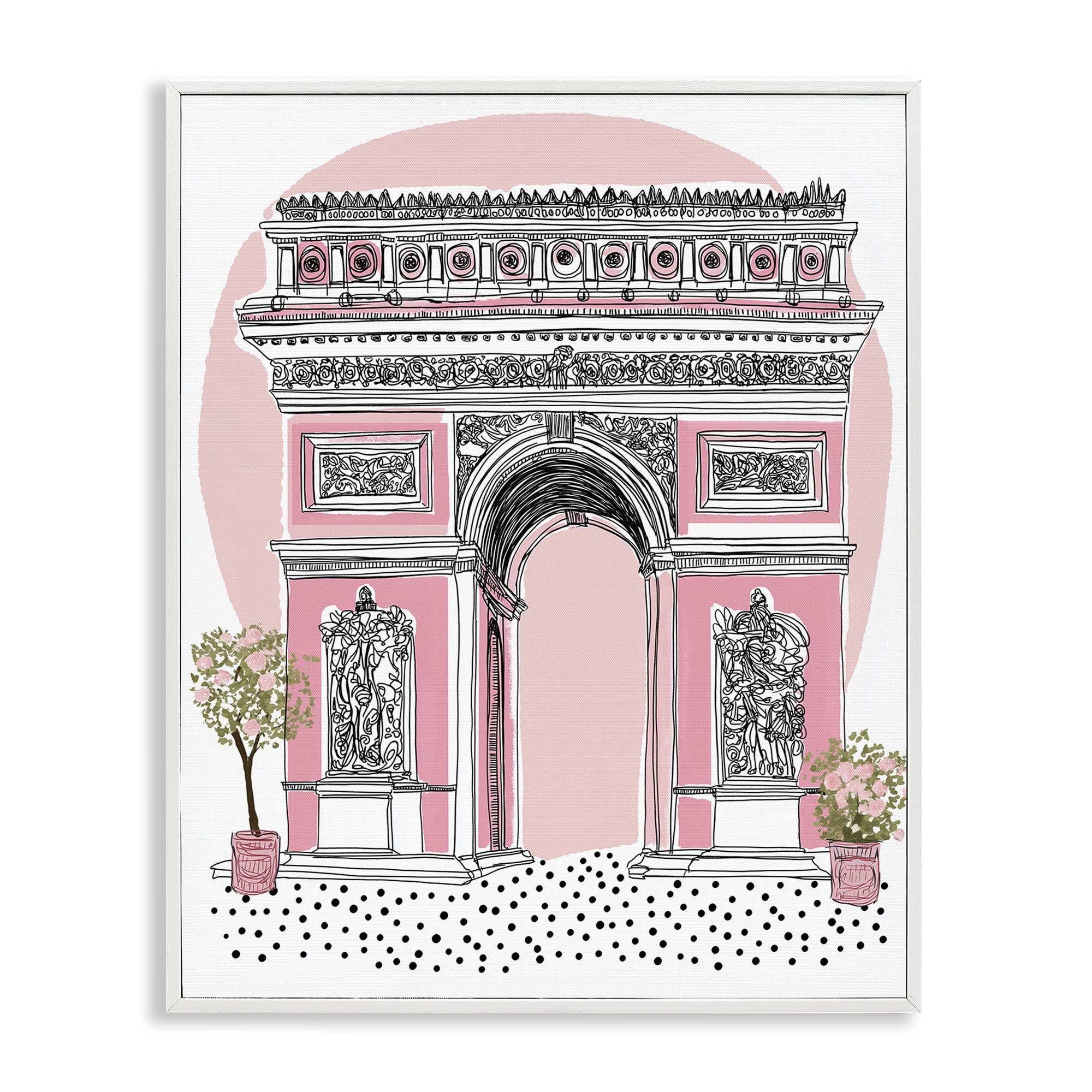 Stupell Industries Pink Neoclassical Archway White Framed Giclee Art, design by Jess Stempel
