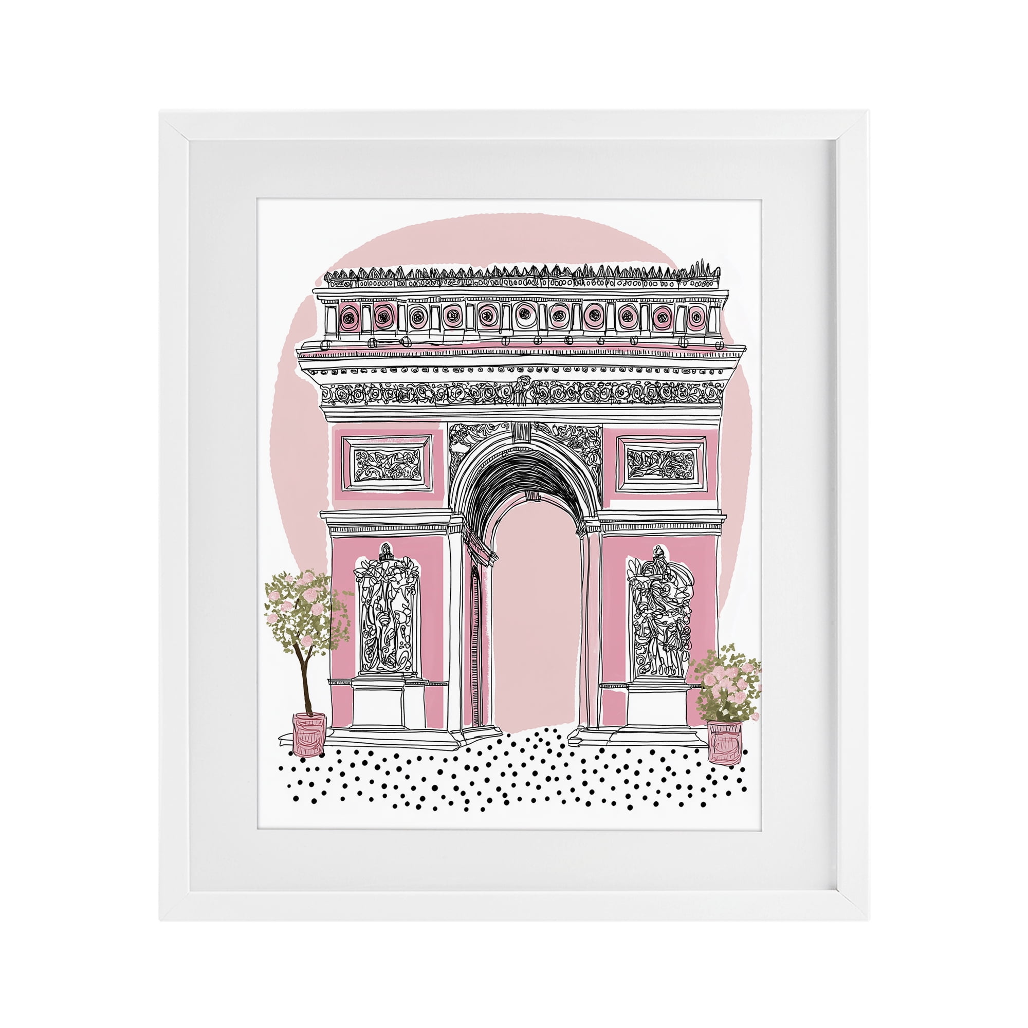 Stupell Industries Pink Neoclassical Archway White Framed Print Under Glass, design by Jess Stempel