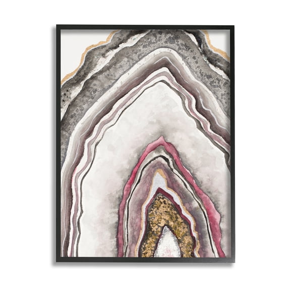 Stupell Industries Pink Neutral Geode Rock Arch Pattern Abstract Abstract Painting Black Framed Art Print Wall Art, 24 x 30