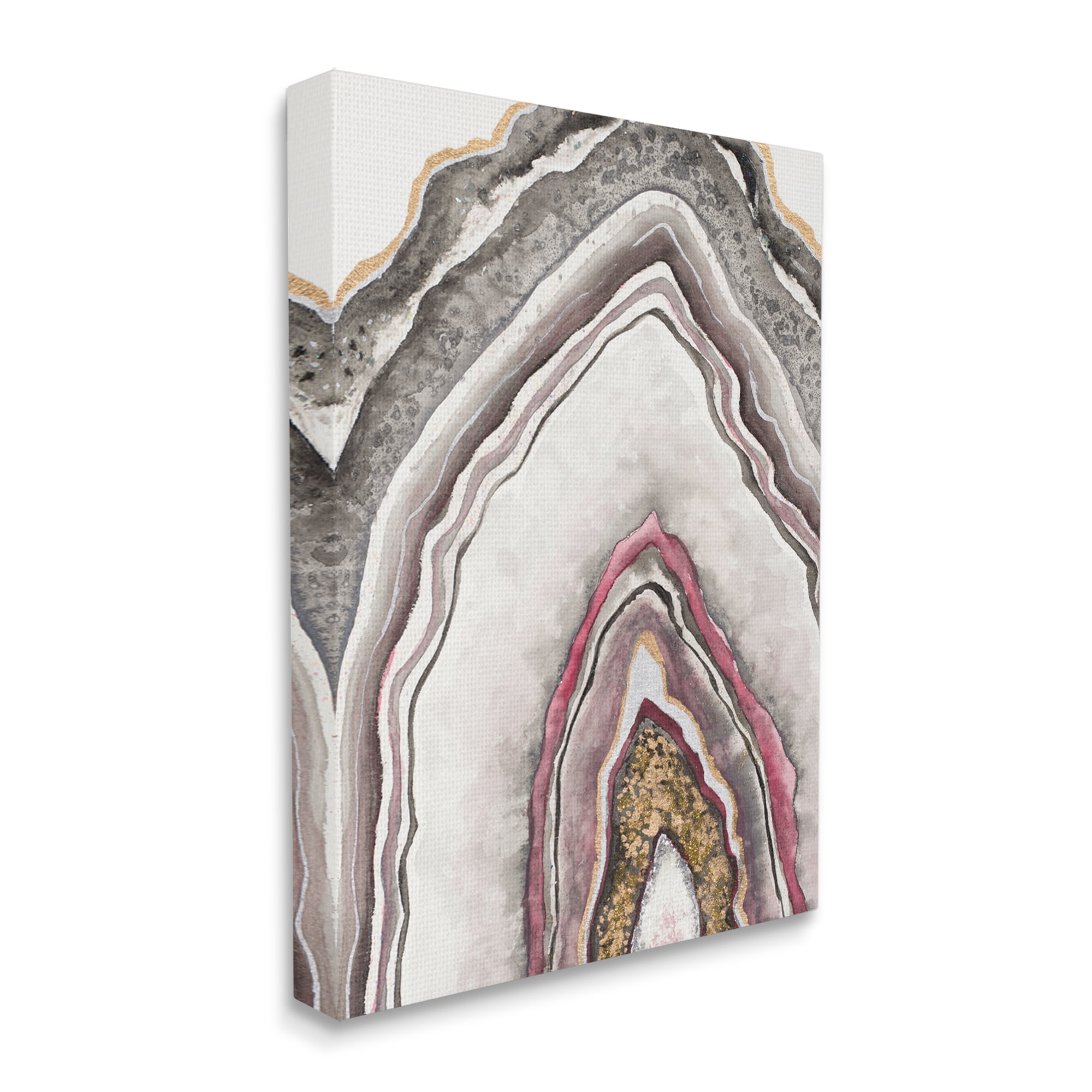 Stupell Industries Pink Neutral Geode Rock Arch Pattern Abstract Abstract Painting Gallery Wrapped Canvas Art Print Wall Art, 30 x 40