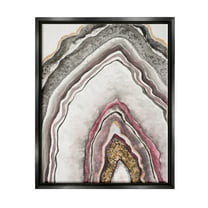 Stupell Industries Pink Neutral Geode Rock Arch Pattern Abstract Jet Black Framed Floating Canvas Wall Art, 16x20, by Tiffany Hakimipour