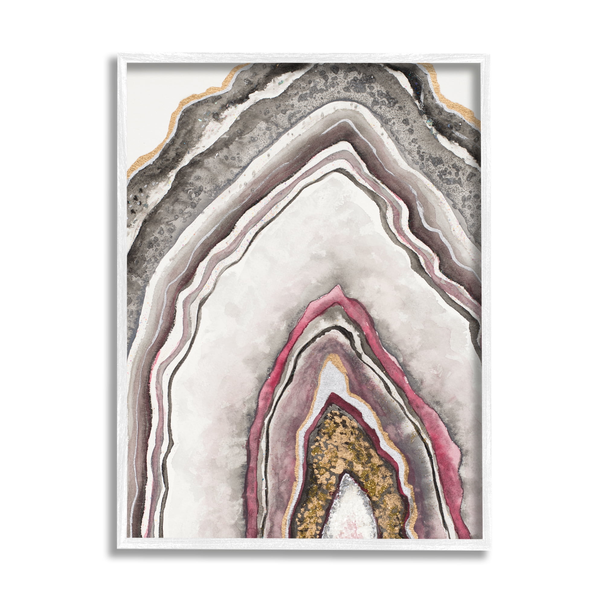 Stupell Industries Pink Neutral Geode Rock Arch Pattern Abstract Painting Framed Art Print Wall Art, 16x20, By Tiffany Hakimipour