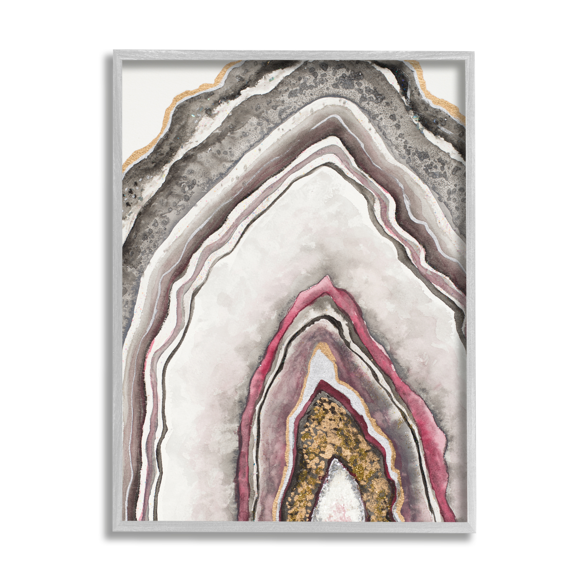Stupell Industries Pink Neutral Geode Rock Arch Pattern Abstract Painting Framed Art Print Wall Art, 24x30, By Tiffany Hakimipour