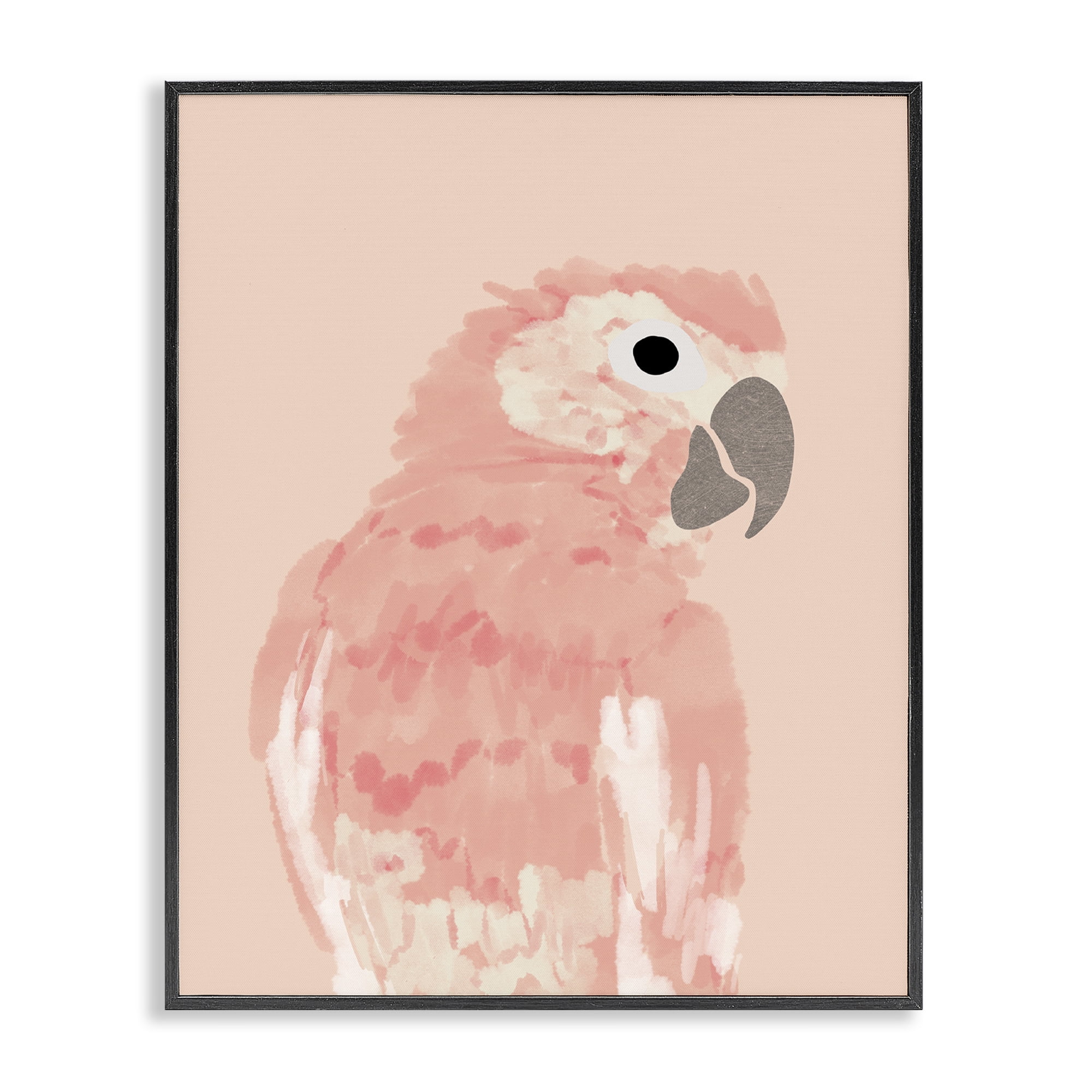 Stupell Industries Pink Neutral Parrot Animals & Insects Painting Black Framed Art Print Wall Art, 16 x 20