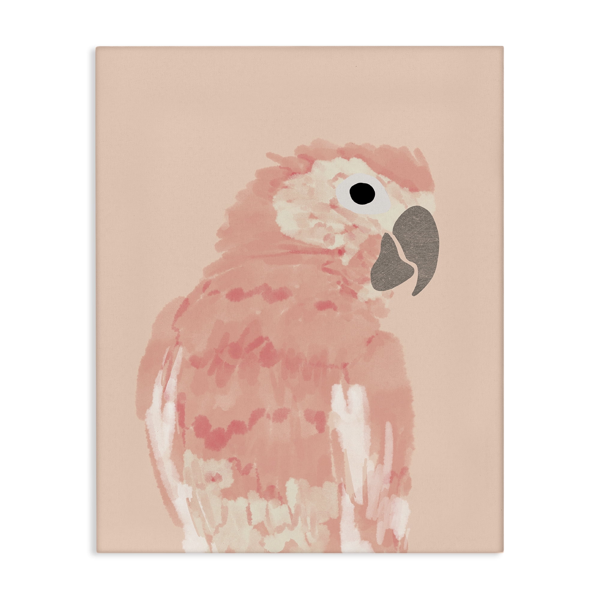 Stupell Industries Pink Neutral Parrot Animals & Insects Painting Gallery Wrapped Canvas Art Print Wall Art, 30 x 40