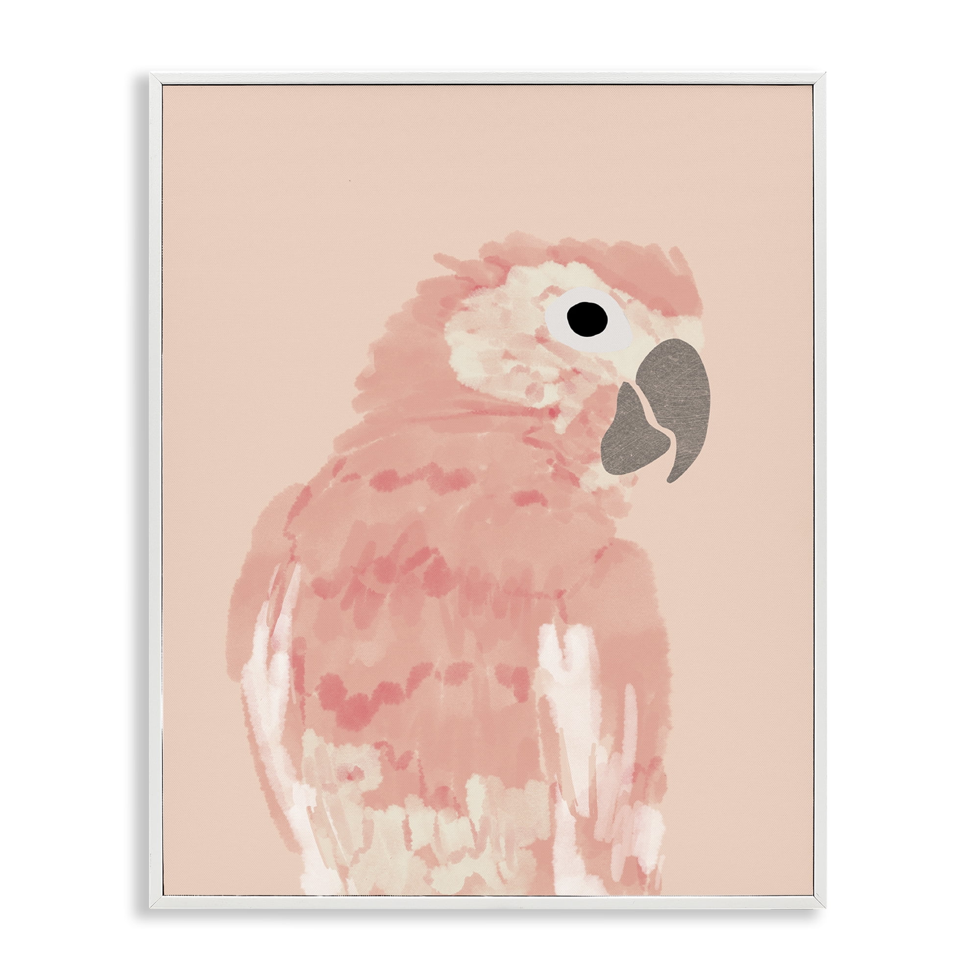 Stupell Industries Pink Neutral Parrot Animals & Insects Painting White Framed Art Print Wall Art, 11 x 14