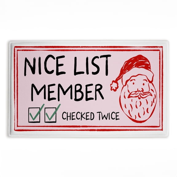 Stupell Industries Pink Nice List Ticket Printed Plush Bath Mat and Bath Rug, design by JJ Design House LLC, 18"x30"