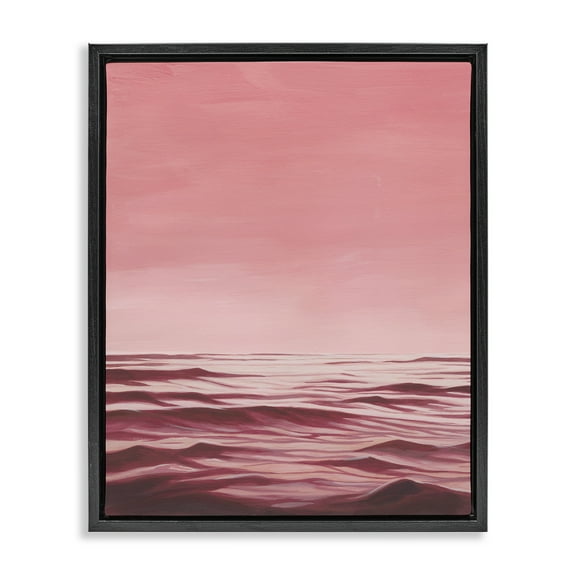 Stupell Industries Pink Ocean Ripples Coastal Painting Black Floater Framed Canvas Art Print Wall Art, 17 x 21