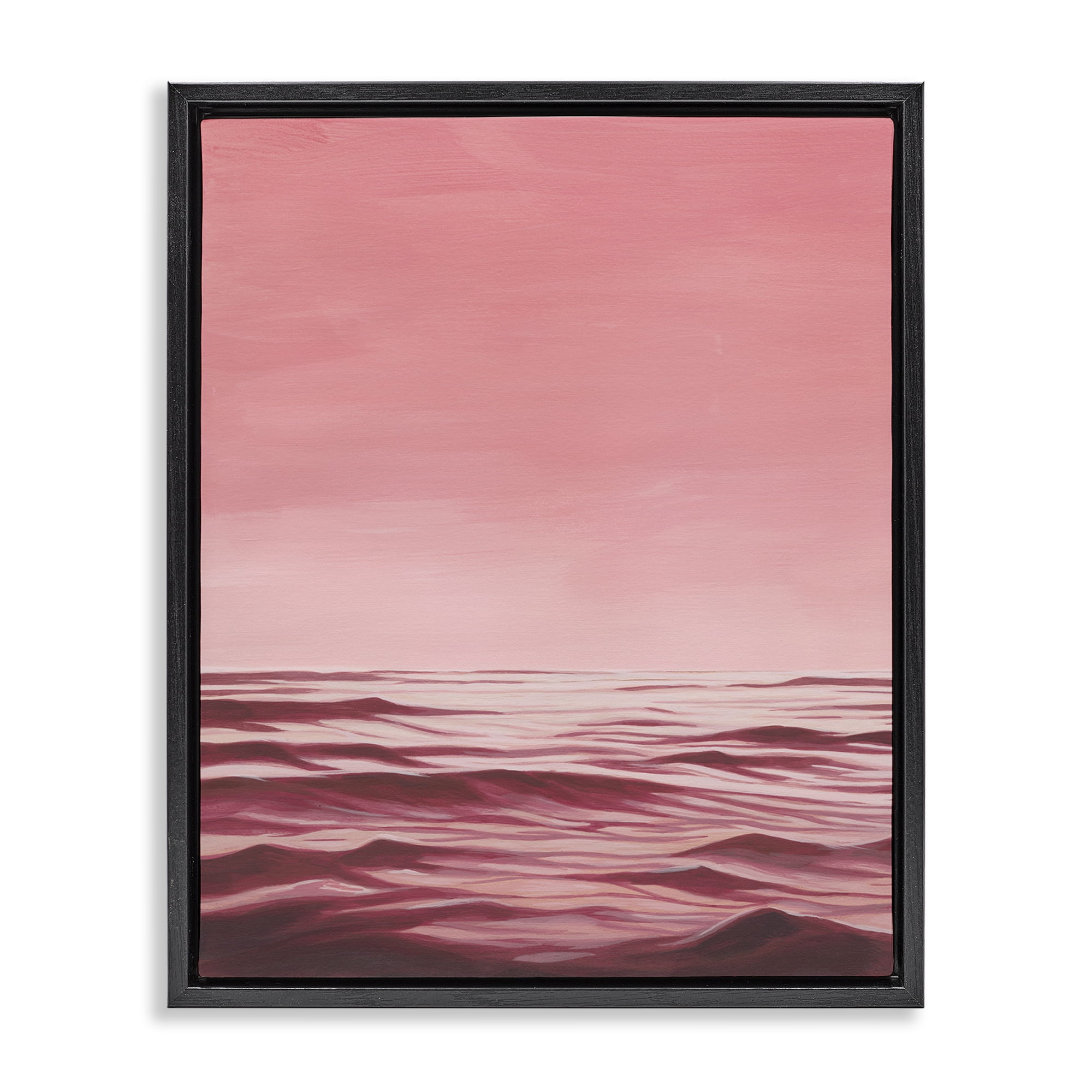 Stupell Industries Pink Ocean Ripples Coastal Painting Black Floater Framed Canvas Art Print Wall Art, 25 x 31