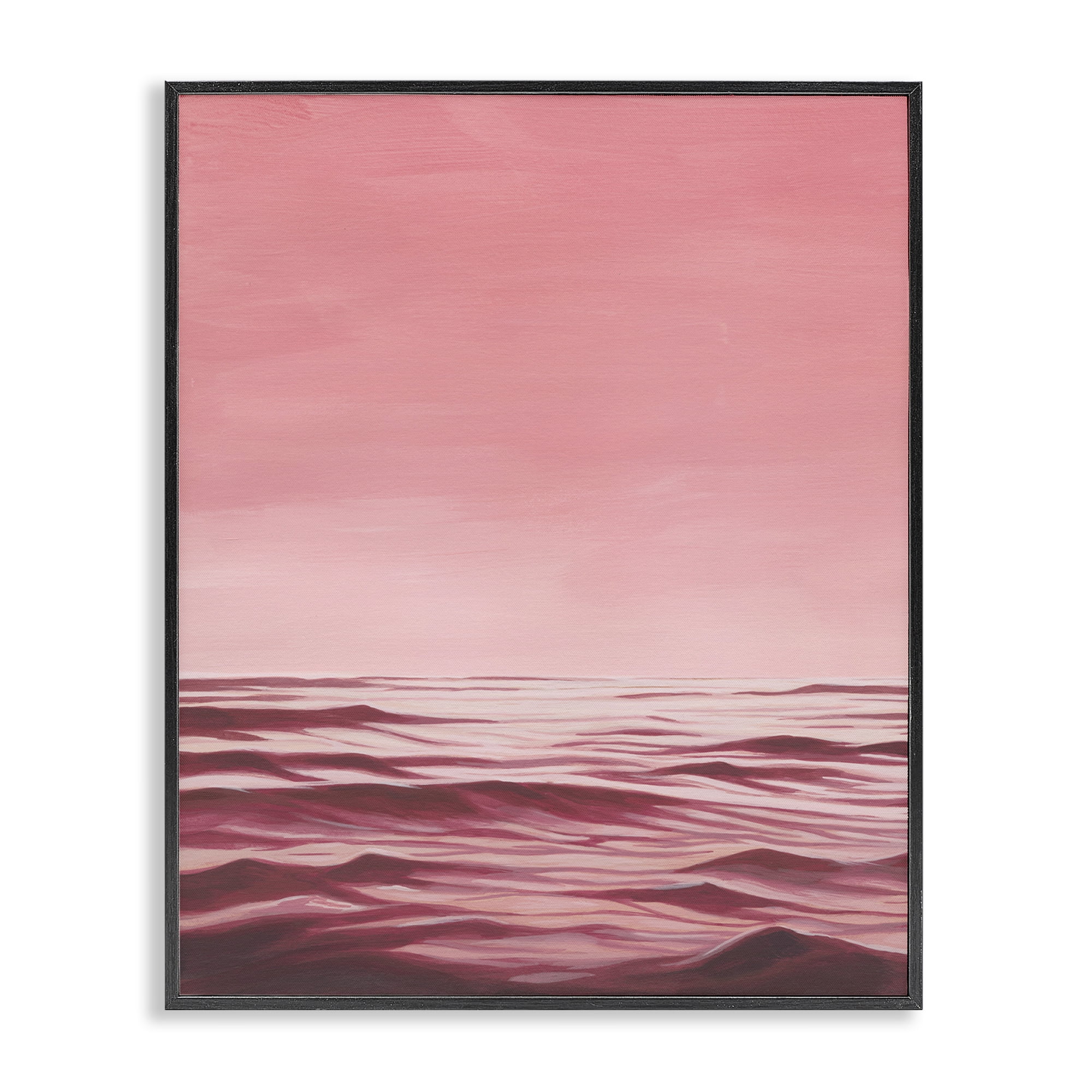 Stupell Industries Pink Ocean Ripples Coastal Painting Black Framed Art Print Wall Art, 16 x 20