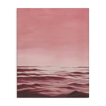 Stupell Industries Pink Ocean Ripples Coastal Painting Gallery Wrapped Canvas Art Print Wall Art, 16 x 20