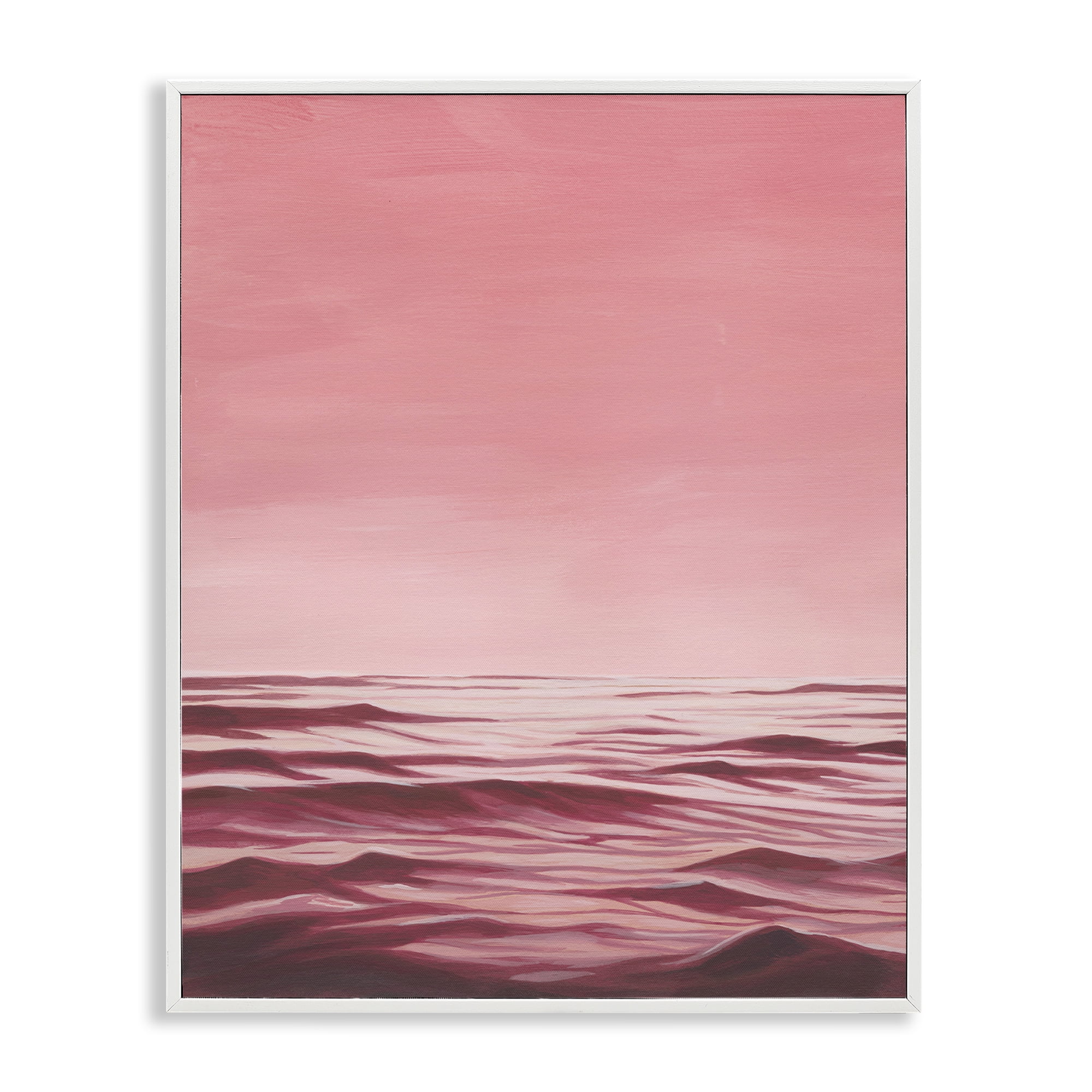 Stupell Industries Pink Ocean Ripples Coastal Painting White Framed Art Print Wall Art, 16 x 20