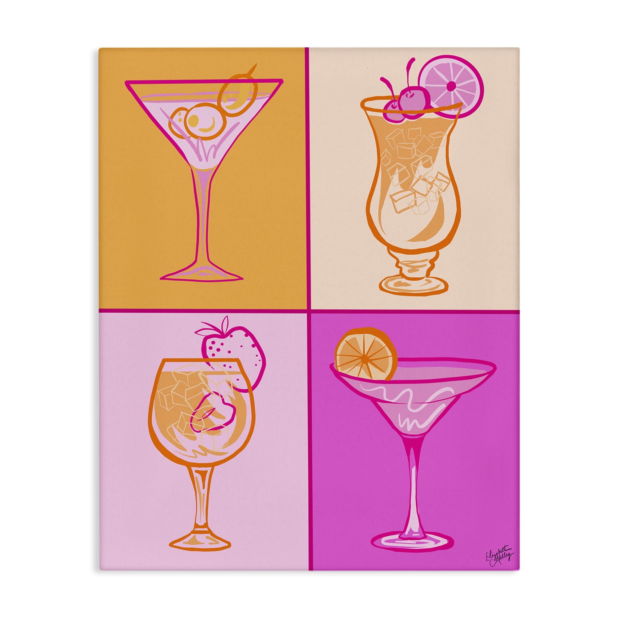 Stupell Industries Pink & Orange Cocktails Food & Beverage Painting Wrapped Canvas Art Print Wall Art, 16 x 20