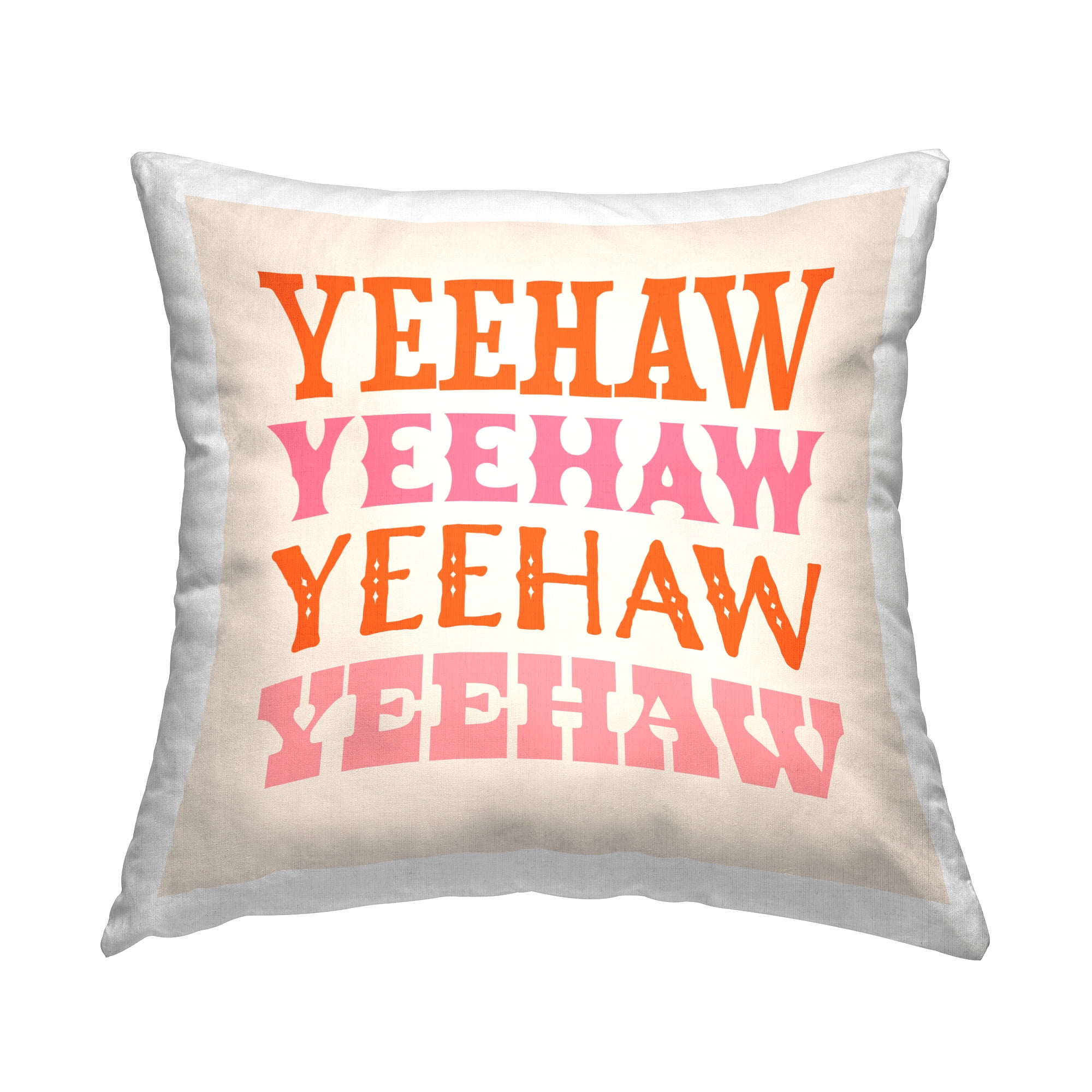 Stupell Industries Pink & Orange Yeehaw Decorative Printed Throw Pillow Design by Victoria Barnes