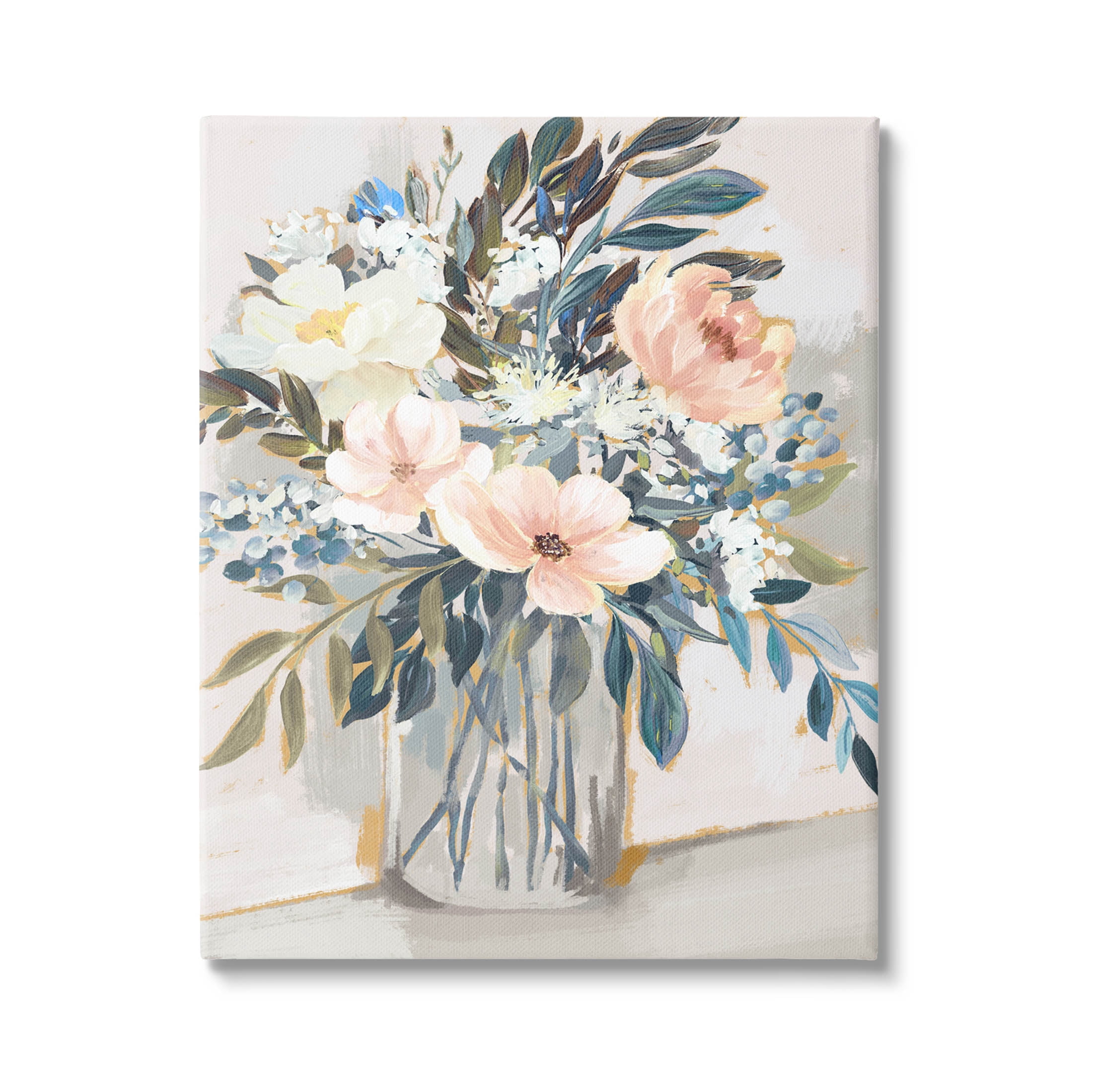 Stupell Industries Pink Overflowing Floral Bouquet Painting Gallery Wrapped Canvas Print Wall Art, Design by Nina Blue